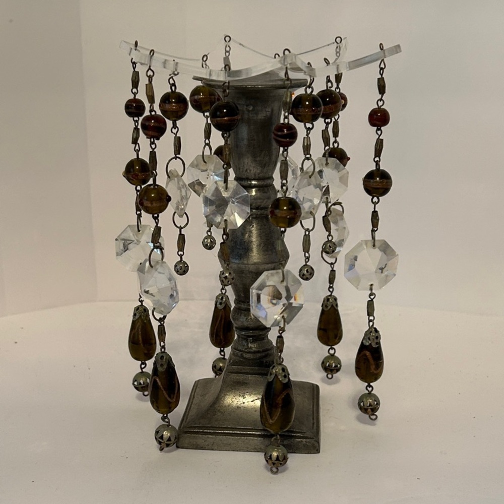 Crystal & Tiger Eye Beaded candel wax catcher